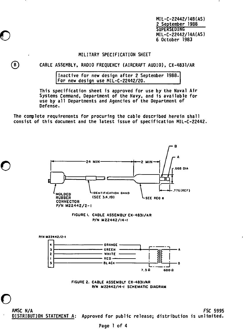 Cable Assembly, Radio Frequency (Aircraft Audio), CX-4831/AR